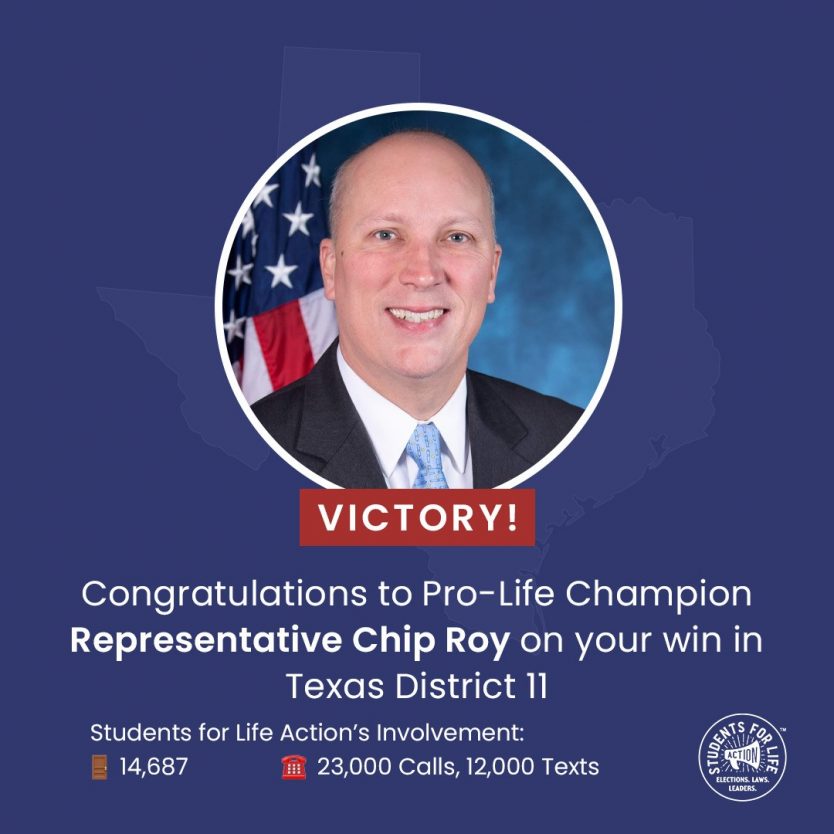 Students for Life Action Congratulates Rep. Chip Roy on 2020 Election