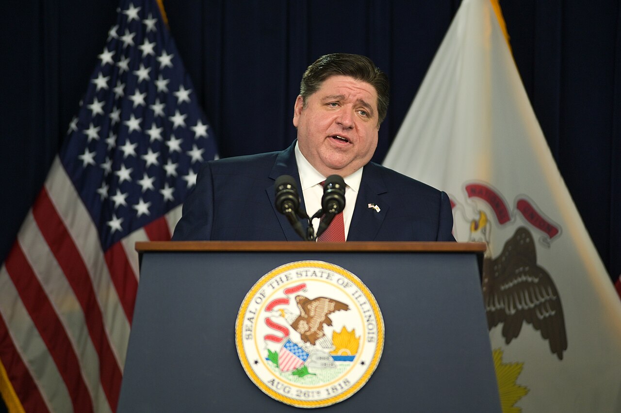 Illinois Gov. Jay R. Pritzker speaks during a press conference held in the James R. Thompson Center, Chicago, Illinois, February 26, 2021. (U.S. National Guard photo by Staff Sgt. Aaron Rodriguez)